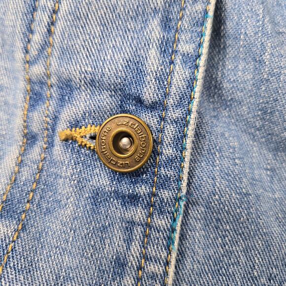 Vintage Liz Claiborne Denim Vest Western Embroidered Trim Preppy size Medium - Picture 10 of 16